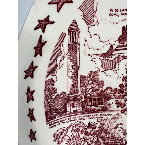 Vintage Vernon Kilns Alabama Souvenir Plate - Picture 7 of 16